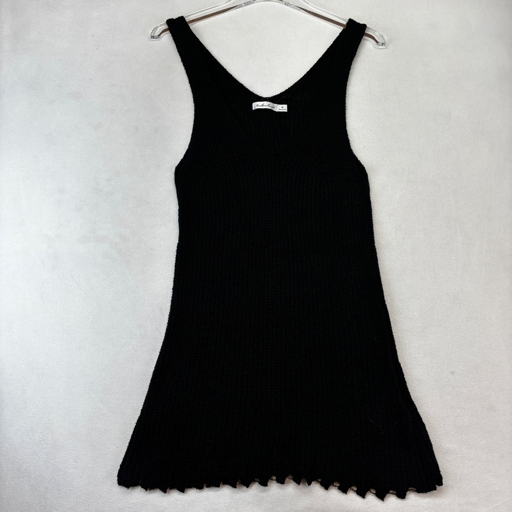 Another Love Black Knit Sleeveless Mini‎ Dress Womens Medium Boho Stretch